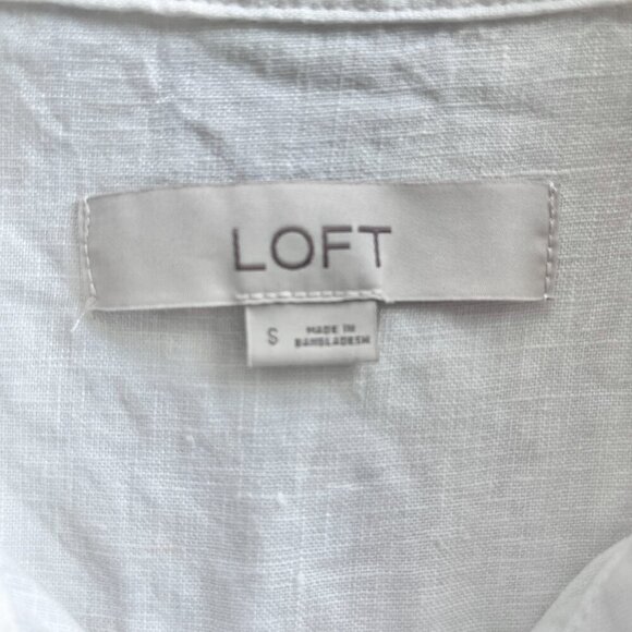 LOFT 100% Linen White Button-Up Shirt Women’s Size S Classic Summer - Picture 2 of 6